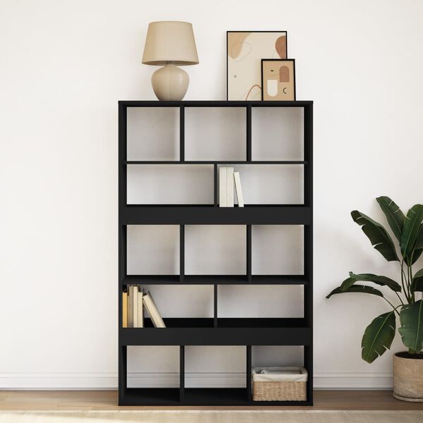 vidaXL Bookcase Black Engineered wood Medium Bookcase Rectangular