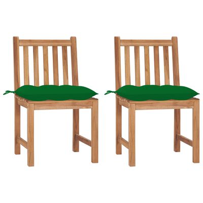 vidaXL Patio Chairs 2 pcs with Cushions Solid Teak Wood