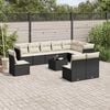 vidaXL Garden Sofa Set Black with Cream White Cushions