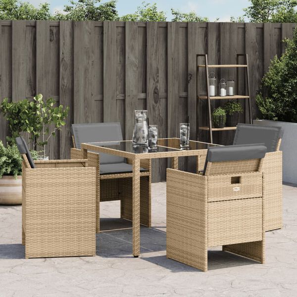 vidaXL Patio Chair Mix Beige Poly Rattan Standard Foldable Patio Chair