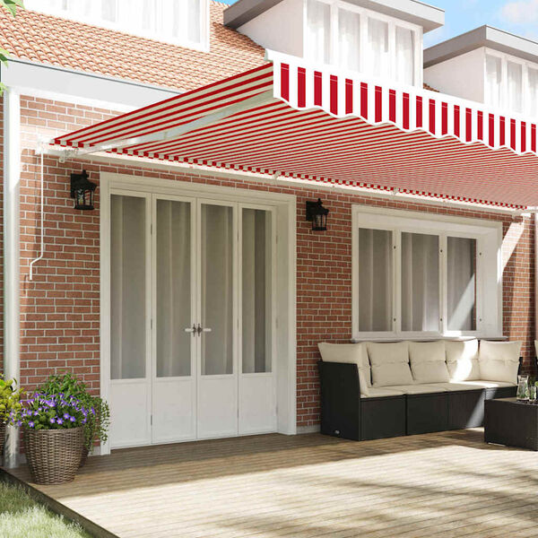vidaXL Retractable Awning Retractable Red and White 236.22" x 137.80