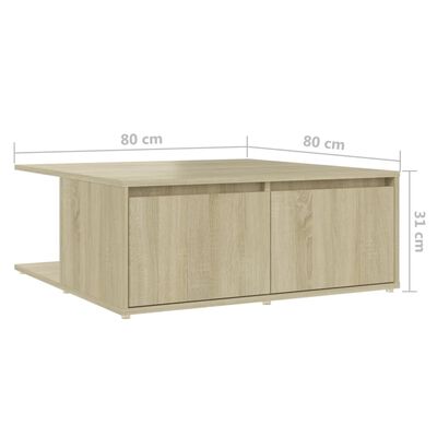 vidaXL Coffee Table Sonoma Oak 31.5"x31.5"x12.2" Engineered Wood
