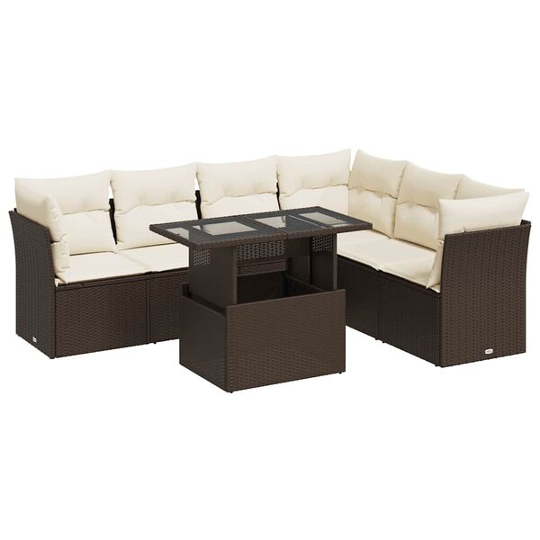 vidaXL Garden Sofa Set Brown