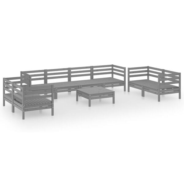 vidaXL Garden Lounge Set Gray Solid pinewood 9 Piece Modular