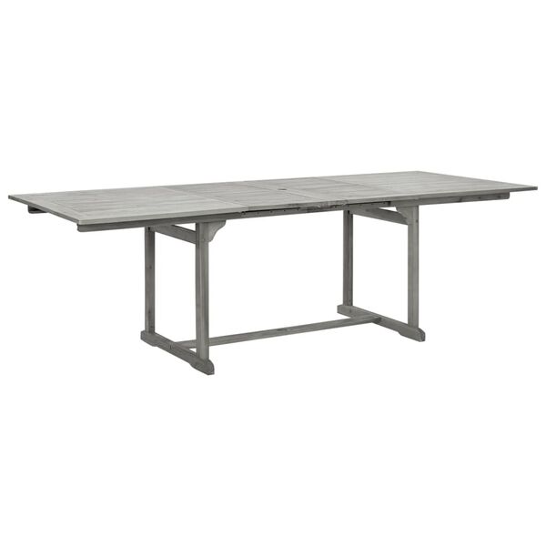 vidaXL Garden Table Gray Solid Acacia Wood Large Extendable Garden Table