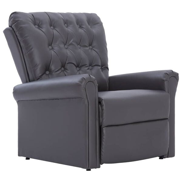 vidaXL Reclining Chair Gray Faux Leather Medium Reclining Chair