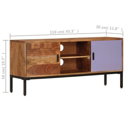 vidaXL TV Cabinet Honey Brown and Gray 43.3"x11.8"x19.7" Solid Wood Acacia