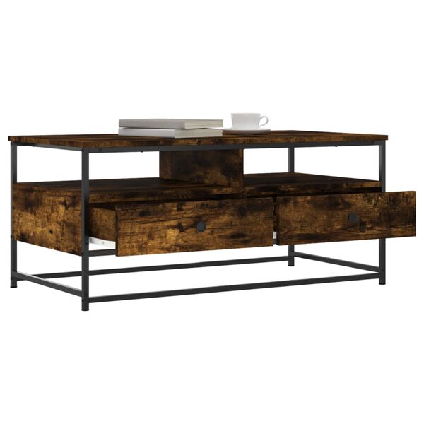 vidaXL Coffee Table Smoked oak Engineered wood, metal Medium