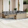 vidaXL Garden Sofa Set Beige PE Rattan, Powder-Coated Steel, Tempered Glass