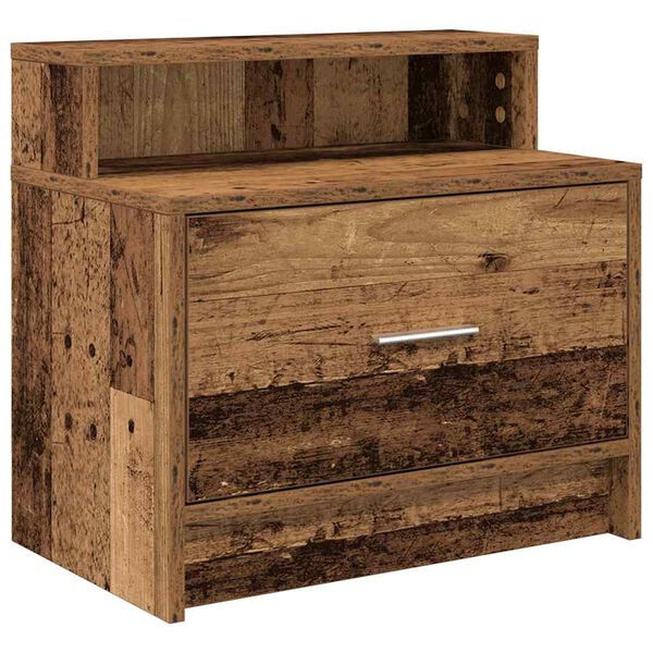 vidaXL Bedside Cabinet Old wood Engineered wood 20.1 x 12.2 x 18.5 in