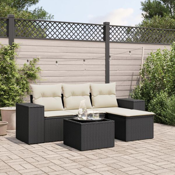 vidaXL Garden Sofa Set Black PE rattan Average Modular Garden Sofa Set
