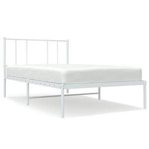 vidaXL Bed Frame White Powder-coated steel Twin Bed Frame Rectangular