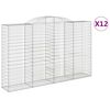 vidaXL Gabion Basket Set of 12 Silver Galvanized Iron Large Durable