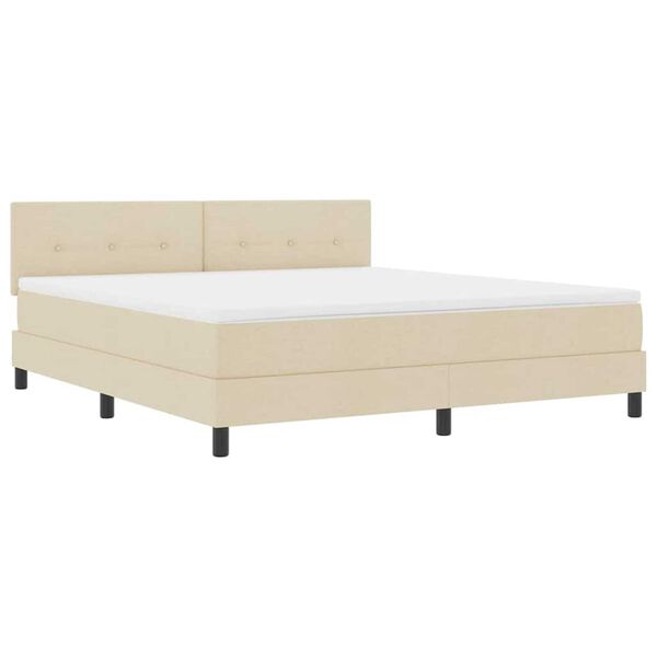 vidaXL Box Spring Bed with Mattress Cream 70.9" x 78.7" fabric