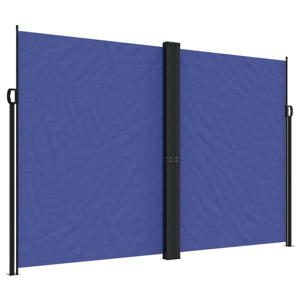 vidaXL Retractable Side Awning Blue 100% polyester with PU coating Large