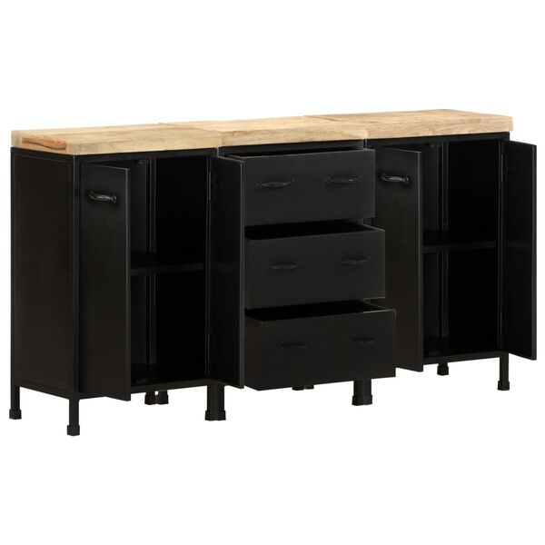 vidaXL Sideboard Rough Mango Wood with Black Frame