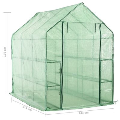 vidaXL Walk-in Greenhouse with 12 Shelves Steel 56.3"x84.5"x77.2"