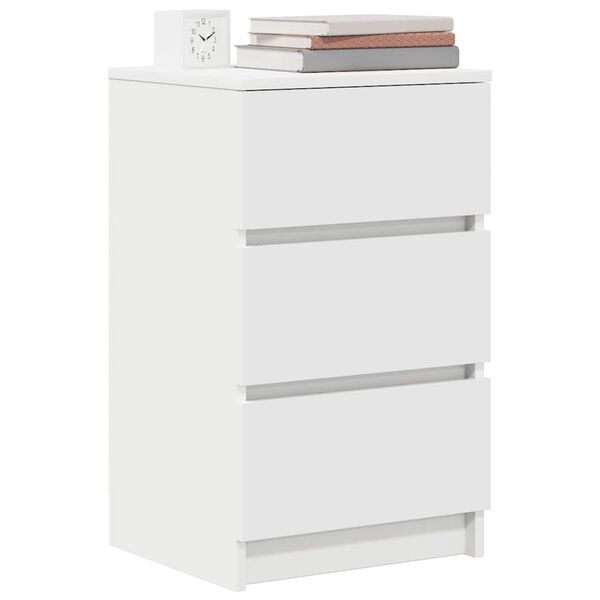 vidaXL Bedside Cabinet Set of 2 White Engineered wood Medium