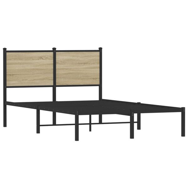 vidaXL Bed Frame Sonoma Oak Steel 47.2x78.7 in Bed Frame Rectangular