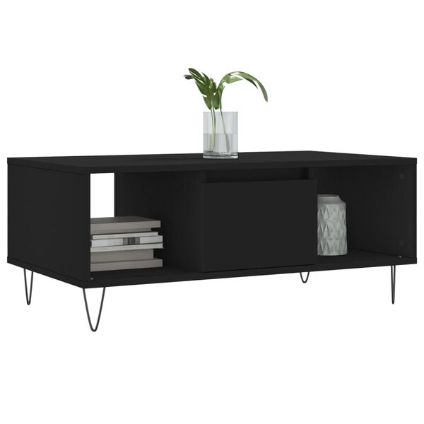 vidaXL Coffee Table Black Engineered Wood, Metal Medium Coffee Table