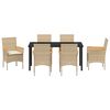 vidaXL Garden Dining Set with Cushion 7 pcs Beige Poly Rattan