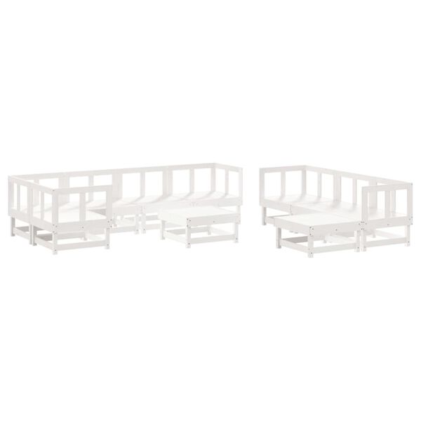 vidaXL Garden Lounge Set White Solid pine wood and plywood Large Modular