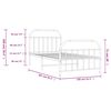 vidaXL Bed Frame White Powder-Coated Steel Single Bed Bed Frame