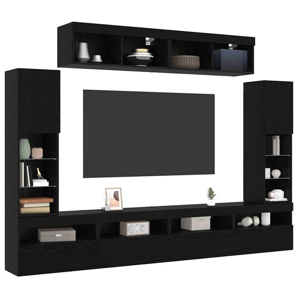vidaXL TV Cabinet Set Wall-mounted 6 pcs Black oak Engineered wood