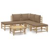 vidaXL Garden Lounge Set Taupe Bamboo 6 Piece Set Modular