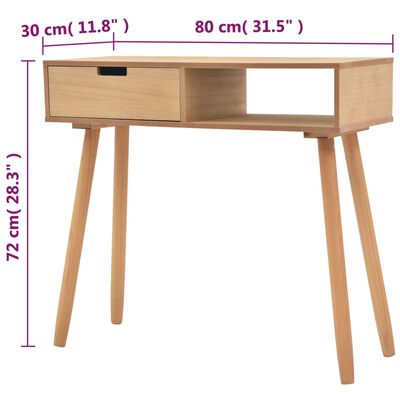 vidaXL Console Table Solid Pinewood 31.5"x11.8"x28.3" Brown