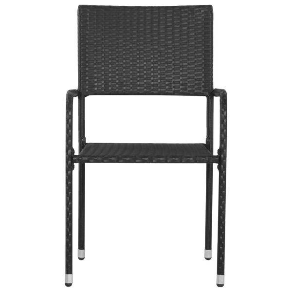 vidaXL Garden Dining Chair Set of 6 Black PE Rattan, Steel Standard