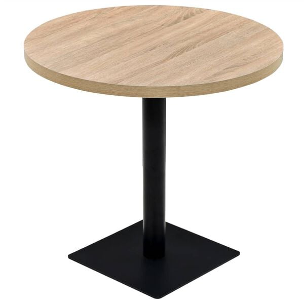 vidaXL Dining Table Oak MDF and Steel 31.5 in diameter Simple