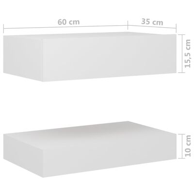 vidaXL Bedside Cabinet White 23.6"x13.8" Engineered Wood