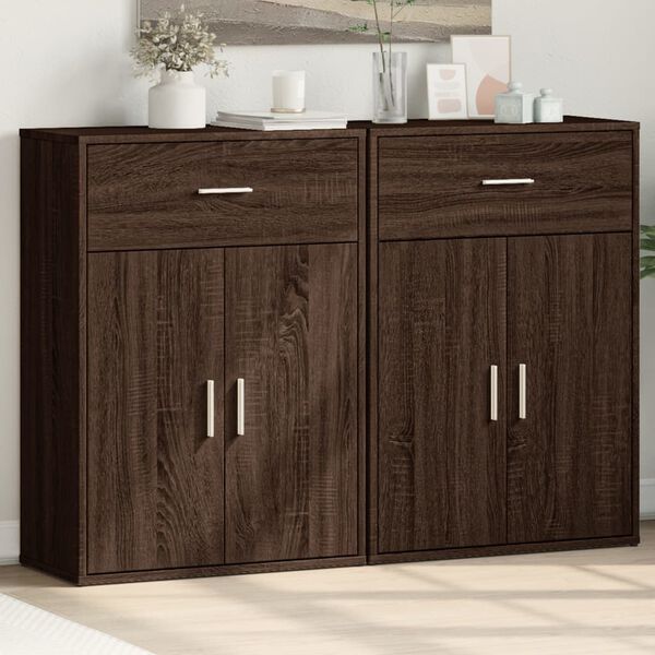 vidaXL Sideboards 2 pcs Brown Oak 23.6"x11.8"x33.1" Engineered Wood