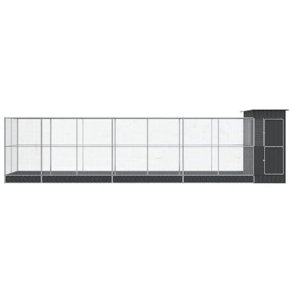 vidaXL Aviary Silver Galvanized Steel Large Durable Rectangular
