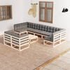 vidaXL Garden Lounge Set Natural wood, Grey Solid pinewood, 100% polyester