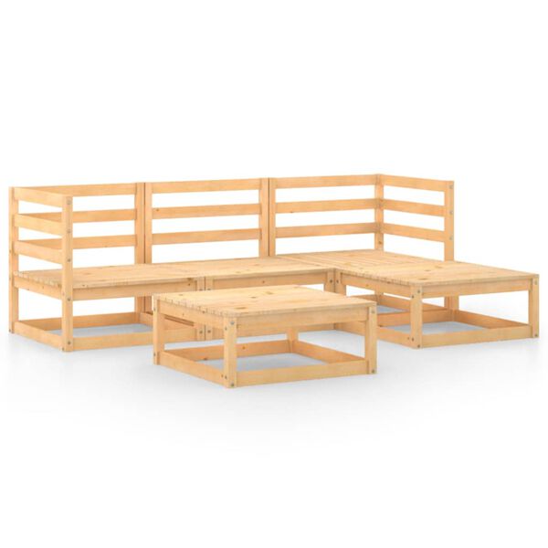 vidaXL Garden Lounge Set Natural Wood Solid pine wood (untreated) Medium
