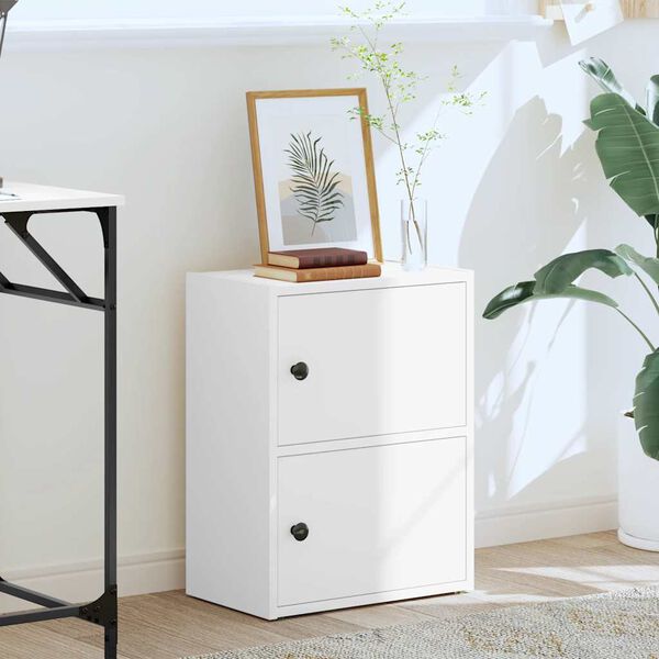 vidaXL Bookcase White Engineered Wood Small Bookcase Rectangular