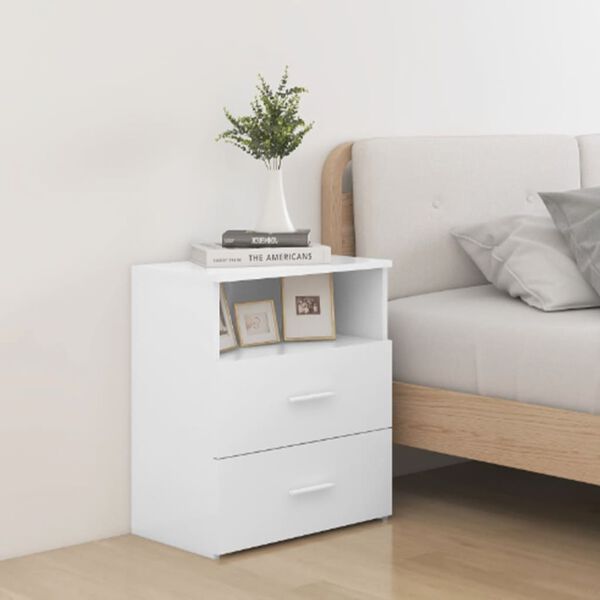 vidaXL Bed Cabinet White Sturdy Engineered Wood Medium