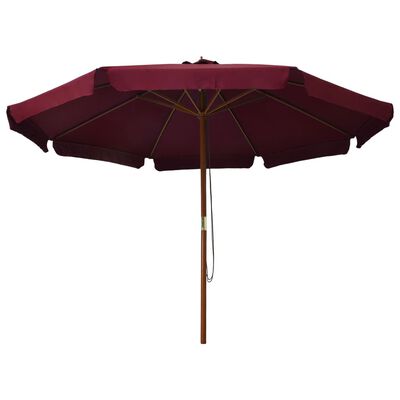 vidaXL Outdoor Parasol with Wooden Pole 129.9" Burgundy