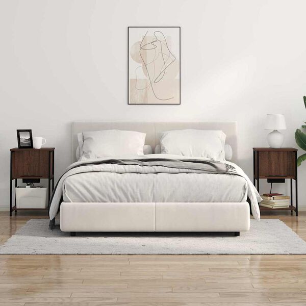 vidaXL Bedside Cabinet 2 pcs Brown Oak 14.96 x 12.20 x 24.02 in