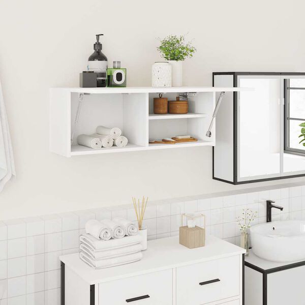 vidaXL Bathroom Wall Cabinet White Engineered Wood 31.5x9.8x11.8 in