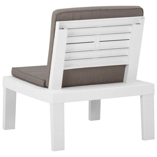 vidaXL Lounge Chair White Plastic Standard Removable Covers