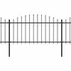 vidaXL Garden Fence with Spear Top Steel 561.4"x59.1" Black
