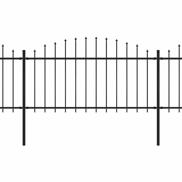 vidaXL Garden Fence with Spear Top Steel 561.4"x59.1" Black