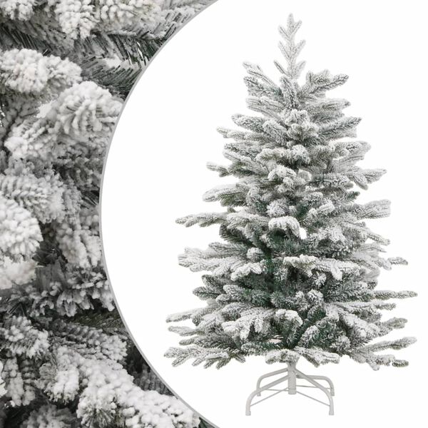 vidaXL Artificial Hinged Christmas Tree Green and white PVC, PE, Iron