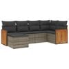 vidaXL Garden Sofa Set Gray PE rattan, powder-coated steel, fabric Large