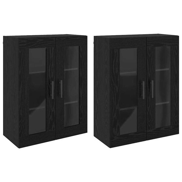vidaXL Wall Mounted Cabinets 2 pcs Black oak 27.36 x 13.39 x 35.43 in