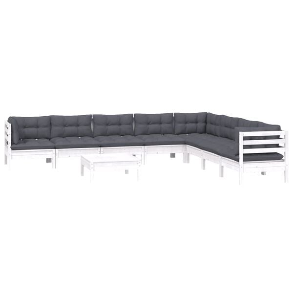 vidaXL Garden Lounge Set White, Anthracite