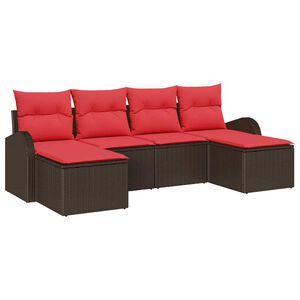 vidaXL Garden Sofa Set with Cushion 6 pcs Brown Synthetic: Poly Rattan